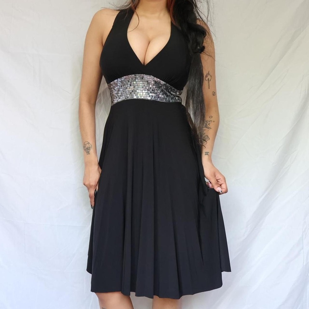 Sequin Halter-Neck Backless LBD
